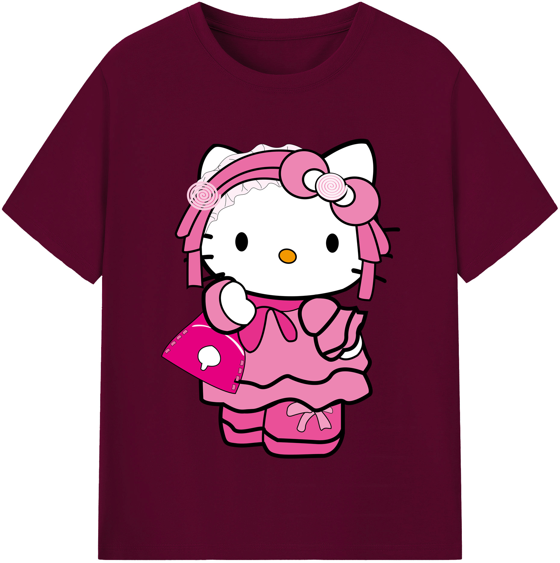 （画像用） Hello Kitty ハローキティ レディースカジュアルプリントTシャツ（綿100％）